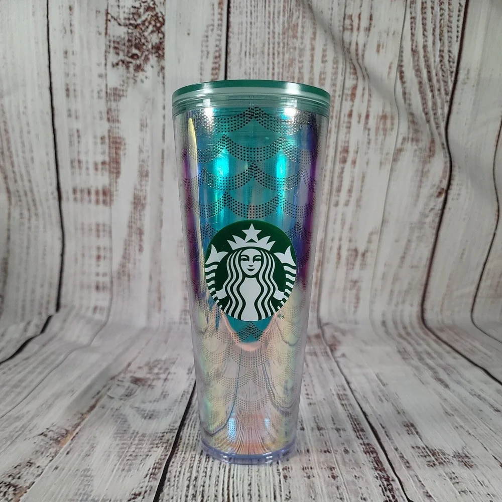 Starbucks Acrylic Iridescent Rainbow Siren Scales Cold Cup Mermaid Tumbler 24 oz